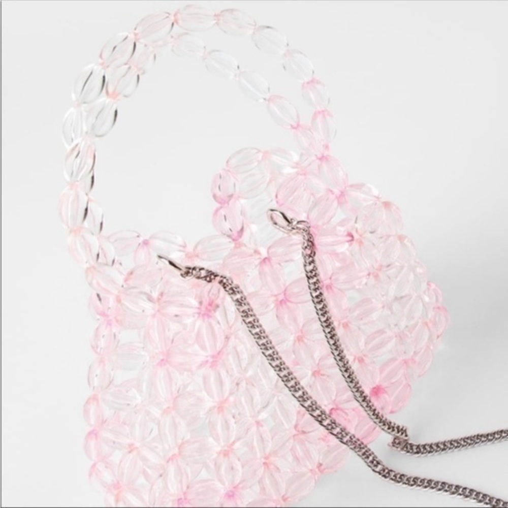 ZARA TRANSPARENT BEADED BUCKET BAG - Picture 9 of 12